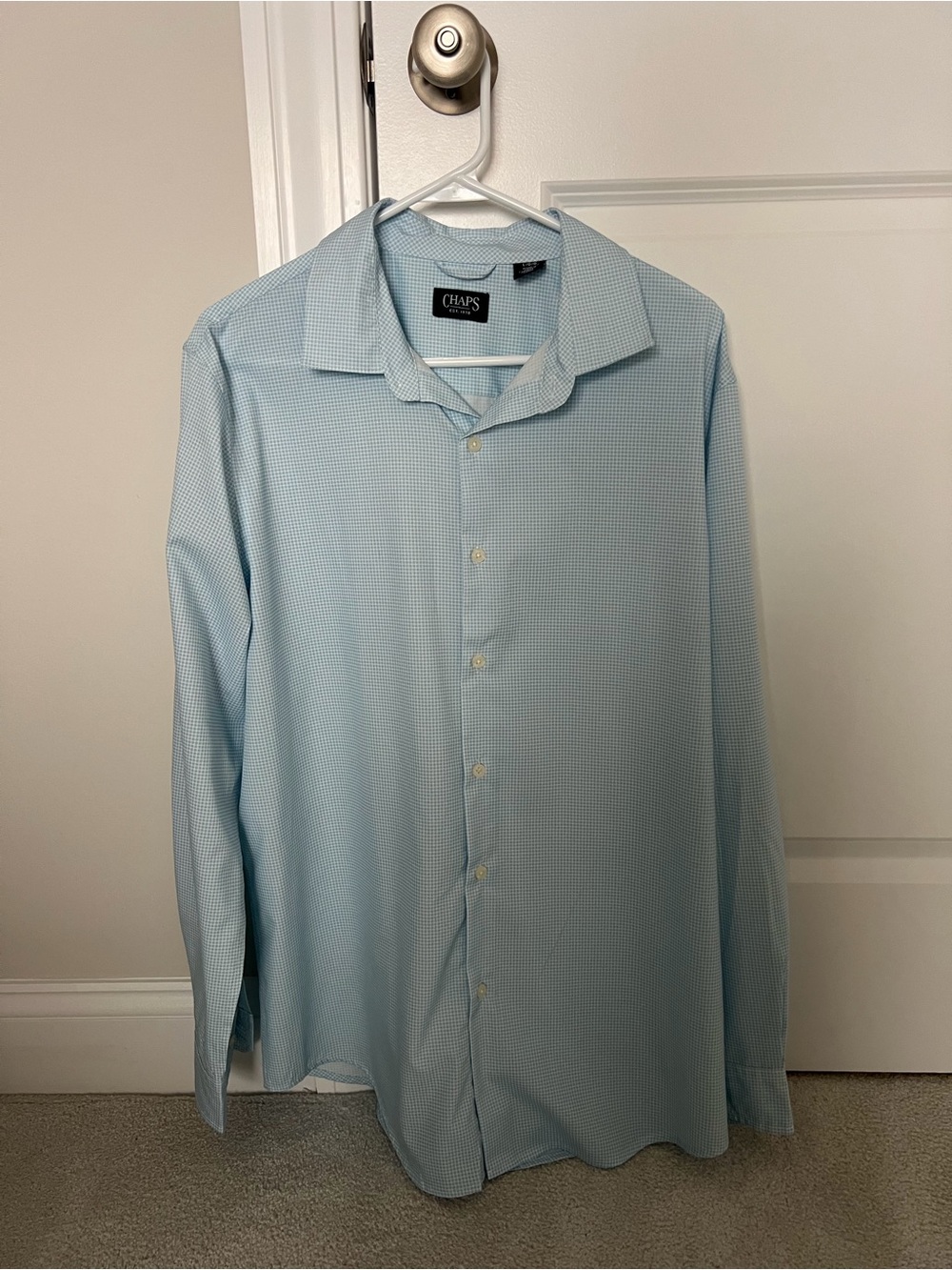 Chaps Light Blue Micro-Check Men's Dress Shirt